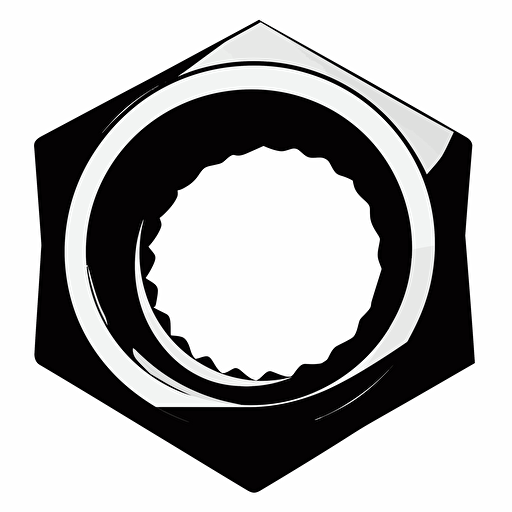 a basic 6 sided pal nut fastener. black and white. symmetrical. silohette. vector clipart