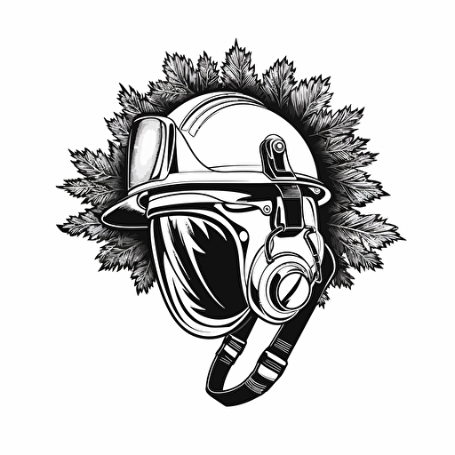 create a logo of an arborist/ faller helmet. Ear defenders. Black and white vector design. Simplify as much as possible. Leave enough detail to identify the type of helmet it is used for