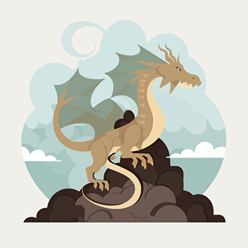 flat design, bronze dragon with clouds of mist in front of him, simple design. vector design