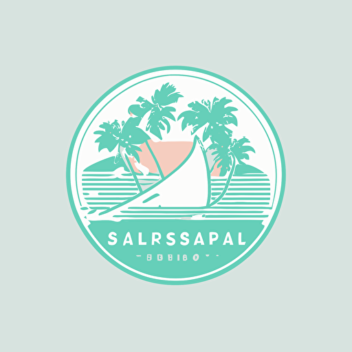 logo for a surf and skate brand. minimalist, vector style, white background, beach color, no text, retro sensation