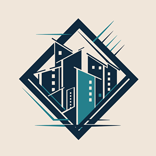 Create a very simple geometric real estate logo, vector style, downtown, simple