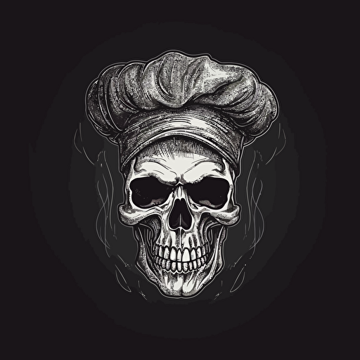 vector illustration logo scull chef in chef hat