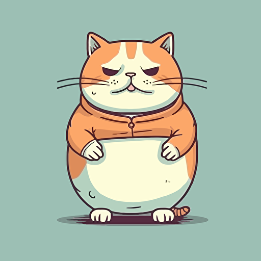 cute cat standing like human fat short vector art