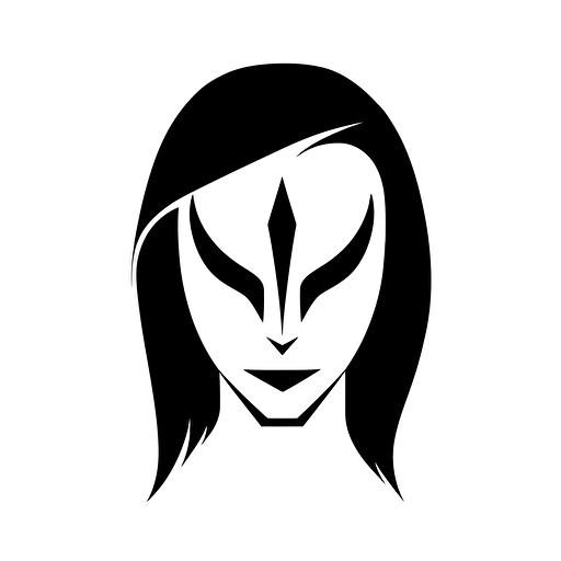 black and white minimalistic head of banshee, she, minimalistic icon, vector shape