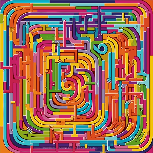 a crazy rainbow maze, vector illustration