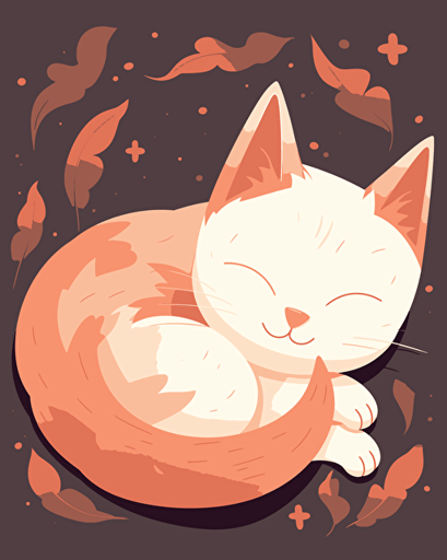 a cute sleeping cat, vector style,