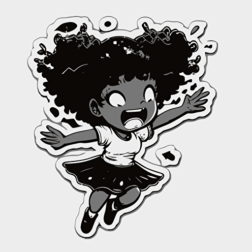 a cute black anime girl, Sticker, Exhilarated, Dark, Disney Pixar, Contour, Vector, White Background, Detailed