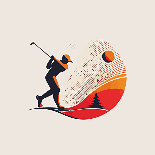 a logo no text, simple, vector style, a man chasing a golf ball. side profile.
