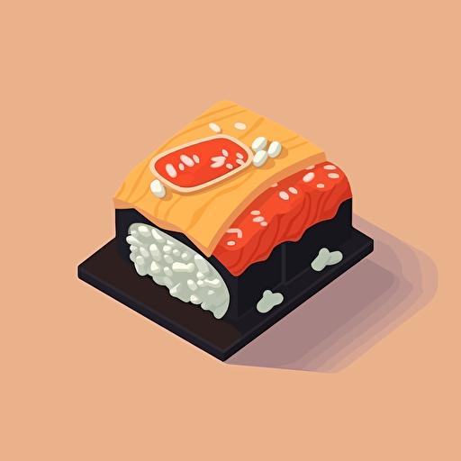 a uni sushi nigiri isometric vector illustration