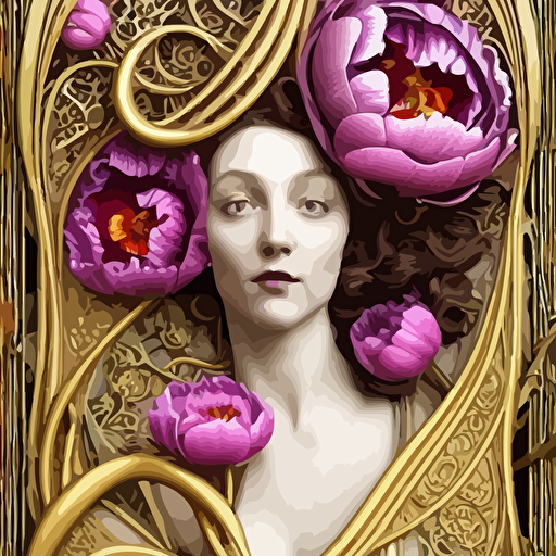 source future growth dramatic elaborate emotive 3d art nouveau styles emphasise beauty transcendental seamless pattern symmetrical large motifs hyper realistic 8k image 3d supersharp art nouveau 3d curves swirls glass gold pipes long wavy hair vibrant tulip peony flowers satin ribbons pearls gold chains iridescent black rainbow colors perfect symmetry laetitia casta iridescent high definition octane render maya houdini light shadows reflections photorealistic masterpiece smooth gradients blur sharp focus photorealistic insanely detailed intricate cinematic lighting octane render epic scene 8 k