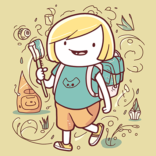 LITTLE WHITE CHILD drawn in the style of adventure time, VECTOR STYLE