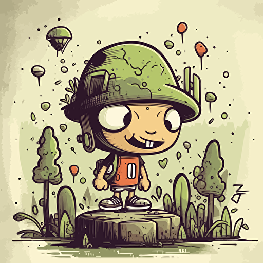 poet, urban, graffiti, forest, cute, vector art, simple, illustration, 2D