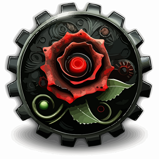 rose vector 32px square cog in button, color black red