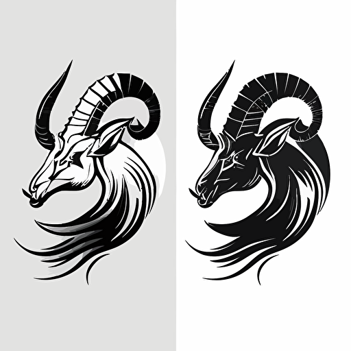 set of black and white capricorn logo for vectors, white background