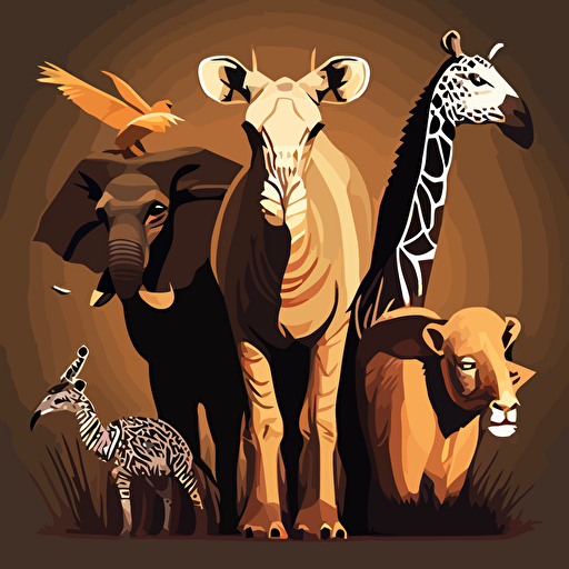 2D vector art. Safari animals