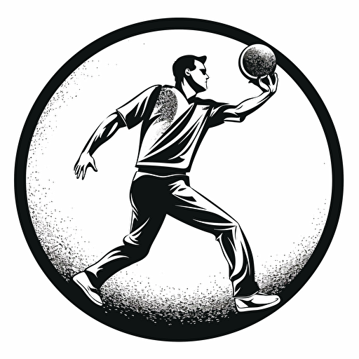 black and white vector illustration of a man throwing shotput