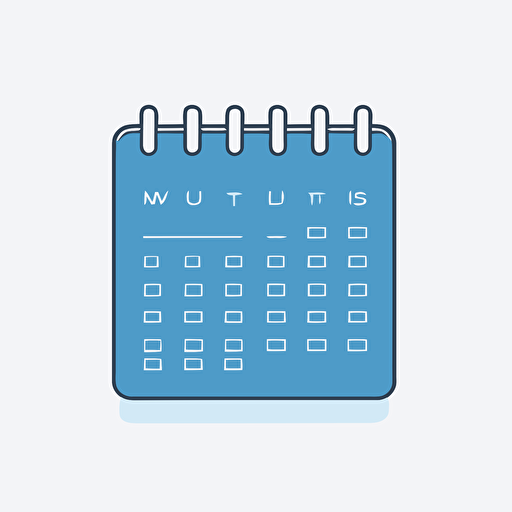 vector line illustration of a blue calendar icon, logo, white background, minimal, clean, monoclor no text, no details, no numbers