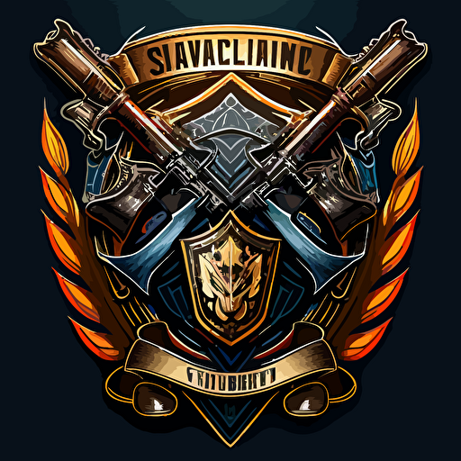 an emblem for a video game tournament in the style of an NHL Stanley Cup Playoffs logo, guns, smiper rifles, scopes, crosshairs, weapons, military, war, battle vector no photorealism