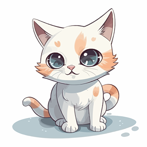 cute cat cartoon, vector art, white background