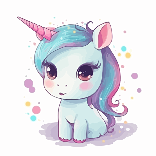 cute cartoon unicorn, vector art, white background