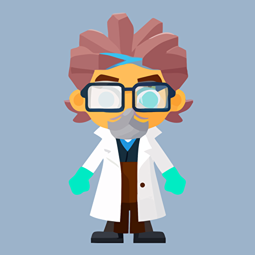 A scientist cartoon, Roblox art style, flat style vector