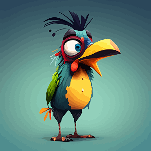 Draw a toucan with turquoise green plumage and a yellow beak that ends in purple. cartoon style, nice style, white background, comic style, vector style.:: cartoon::4.3