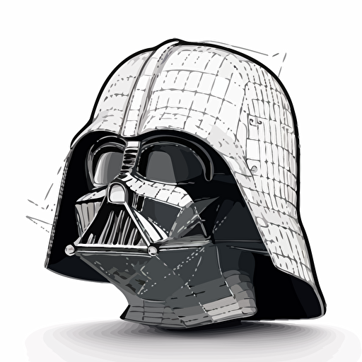 outline vector of darth vader helmet, 45 degree angle