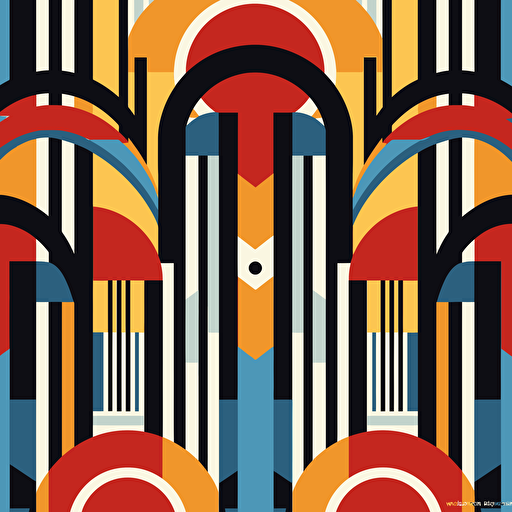 simple art deco pattern, flat, minimalist, vertical, vector, red, blue, yellow, black 9:16