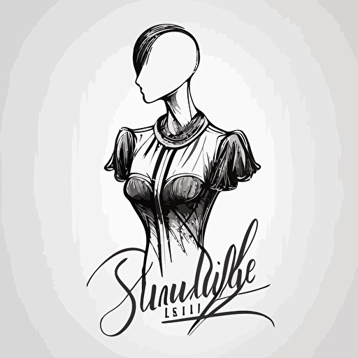 simple boutique logo vector sketch of a mannequin