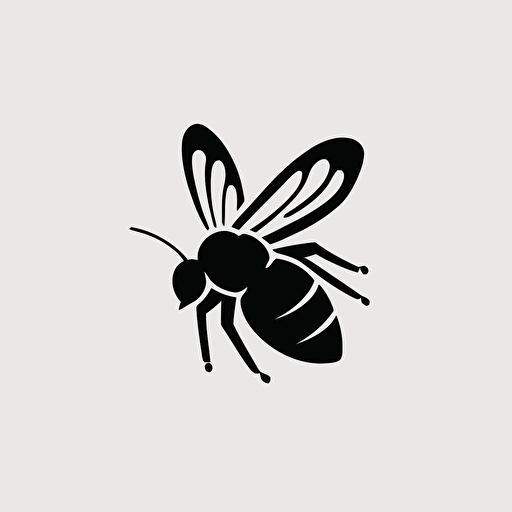 simple, minimal iconic logo of a bee, black vector, on white background
