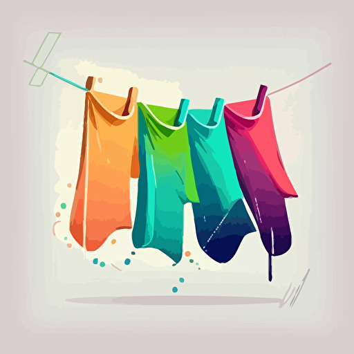 vector, nice color,white background, Multicolored Laundry on Clothesline