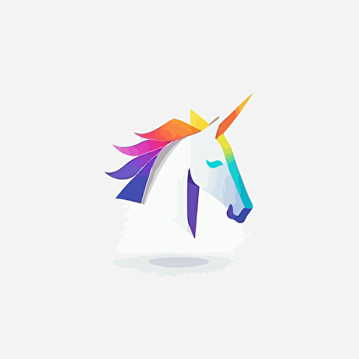 minimal logo mark with unicorn,simple,Geometric, emboss,Morning Lighting, mandalacolor,white background,Vector,