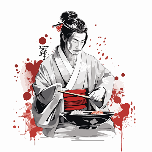 samurai gourmet, vector art, white background