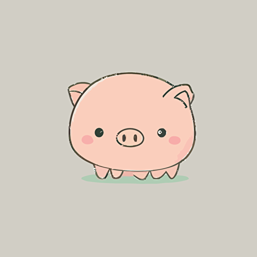 cute pig kawaii style, vector, high resolution, minimalistic, simple, white background