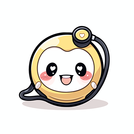 A simple sketch crypto currency coin emoji with smile face and stethoscope, very dynamic logo white background vector