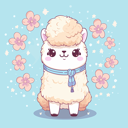 cute alpaca kawaii style, vector clipart