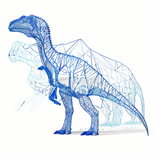 orodromeus dinosaur, line drawing, vectorized, white background, blue outline