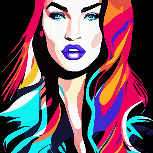 megan fox colorful portrait arunas kacinskas graphic design flat color line sketch minimalistic procreate digital illustration vector illustration doodle pop graphic street art editorial sketchbook