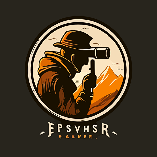 simple flat vector logo of a spyglass mixed with an explorer