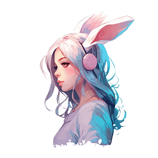 bunny, vector art, white backround, anime artstyle, from the side