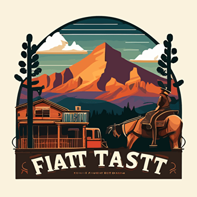 Generate a vector illustration of Flagstaff, Arizona with a western style, featuring vibrant colors and high resolution. The artwork should capture the city's unique western charm, including cowboy hats, boots, and horses. It should showcase iconic Flagstaff landmarks, such as the San Francisco Peaks, Route 66, and the Lowell Observatory. The illustration should also include local wildlife, such as elk and bison, and incorporate the city's rich history and culture. Overall, the image should evoke a sense of adventure and embody the spirit of the American west.