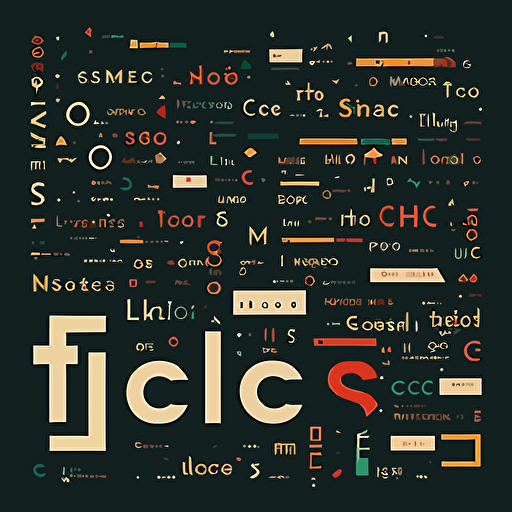 Typescript loco. MII, sans serif, minimal, some unrefined elements, other elements highly refined, flat, vector