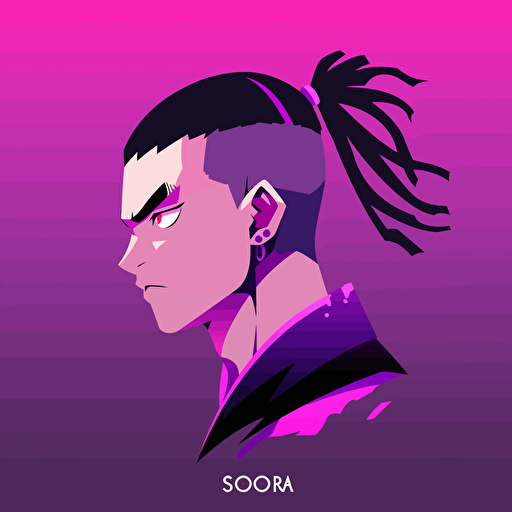 Vector illustration of Sokka, Aesthetics clean and minimalist, with purple and pink color scheme
