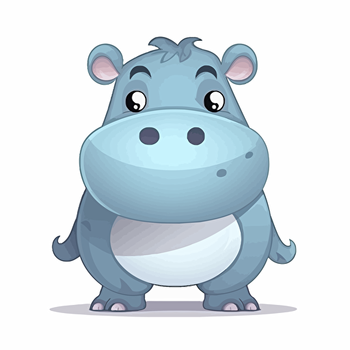 hippo, detailed, cartoon style, 2d clipart vector, creative and imaginative, hd, white background