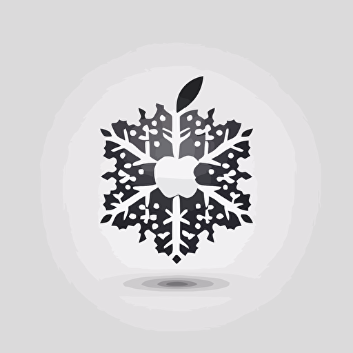 apple consist of a snowflake minimalistic logo , black and white, linear, vector