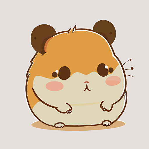 cute hamster with chubby cheeks kawaii style, vector, simple, high quality