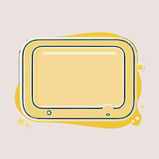 vector sticker design, cute kawaii simple rectangle border, logo style pastel yellow toning