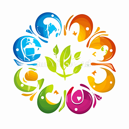 colorful, vector logo white background , save the planet