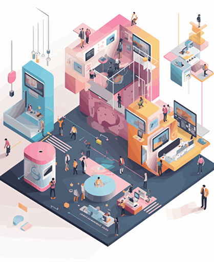 Impressionismus vector of a learning environment that looks like a Minetest world and inspires and motivates learners