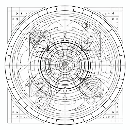 esoteric geometry, professional design vector, contour, white background, abstract art
